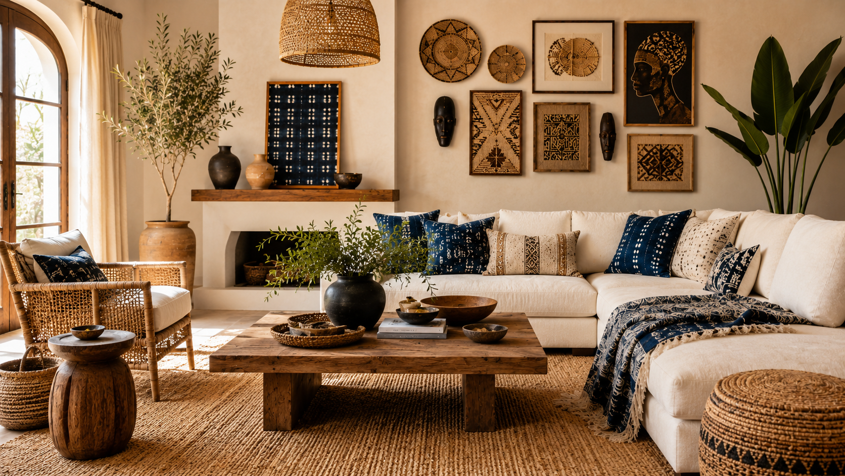 15 African Boho Living Room Ideas with Adire Textiles & Berber Patterns